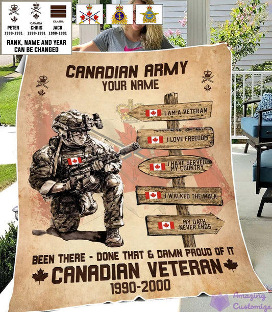 Personalized Canadian Soldier/ Veteran With Name, Rank And Year Fleece Blanket 3D Printed - 17289504