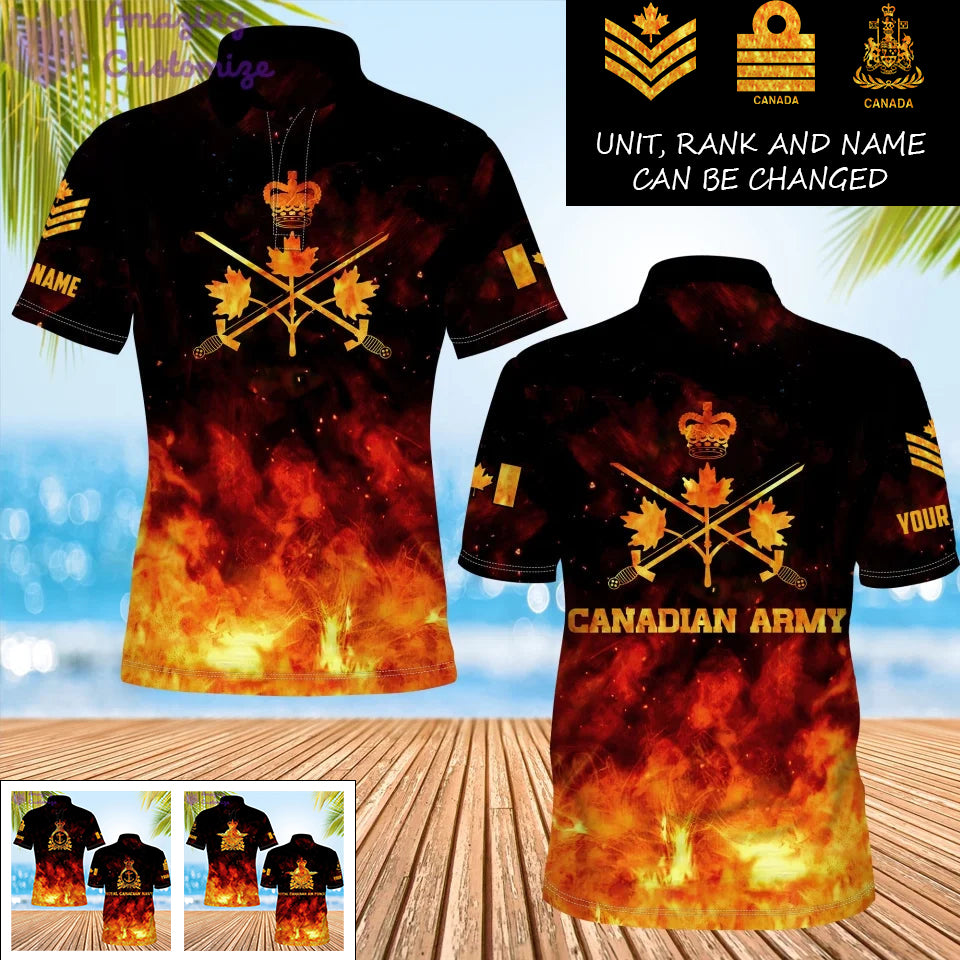 Personalized Canada Soldier/Veteran Camo with Name, Rank POLO All Over Printed - 17259264