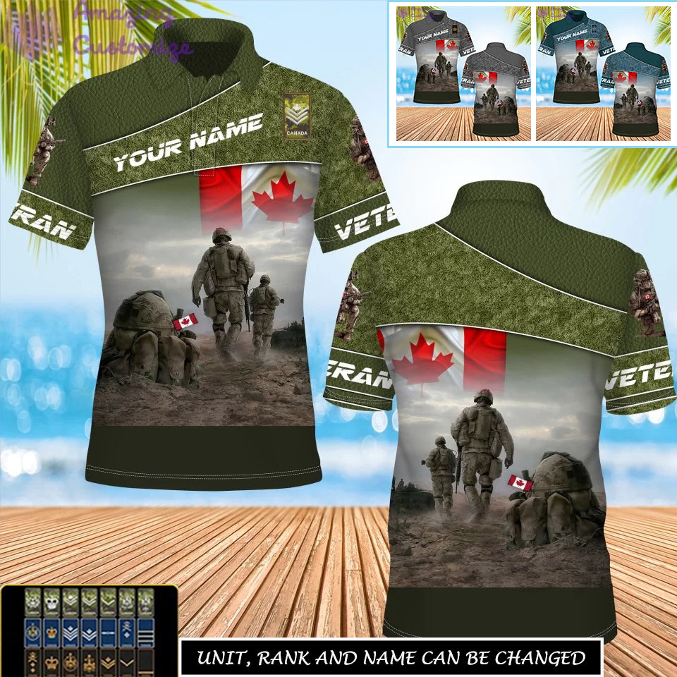 Polo personnalisé imprimé en 3D avec camouflage de soldat/vétéran du Canada avec nom et grade - 17265312 copie