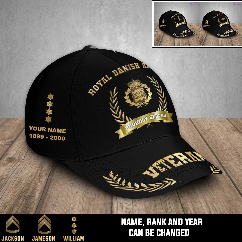 Personalized Rank, Year And Name Denmark Soldier/Veterans Baseball Cap - 17282592