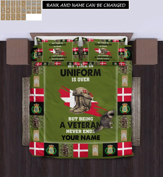 Personalized Denmark Soldier/ Veteran Camo With Name And Rank Bedding Set - 17243712