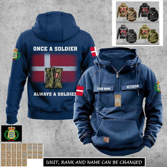 Personalized Denmark Soldier/Veteran With Rank And Name Vintage Hoodie All Over Printed - 17273088