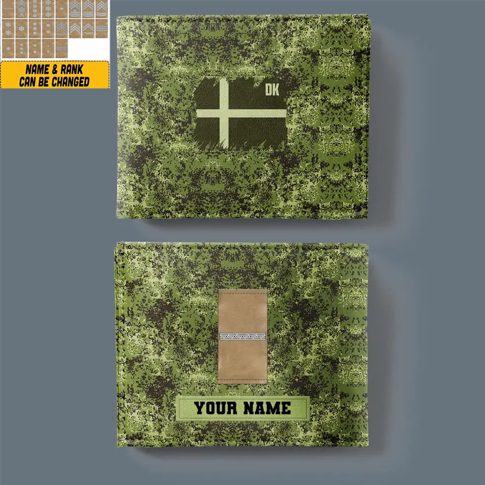 Portefeuille personnalisé avec camouflage soldat/vétéran du Danemark avec nom et grade imprimé en 3D - 2501240001