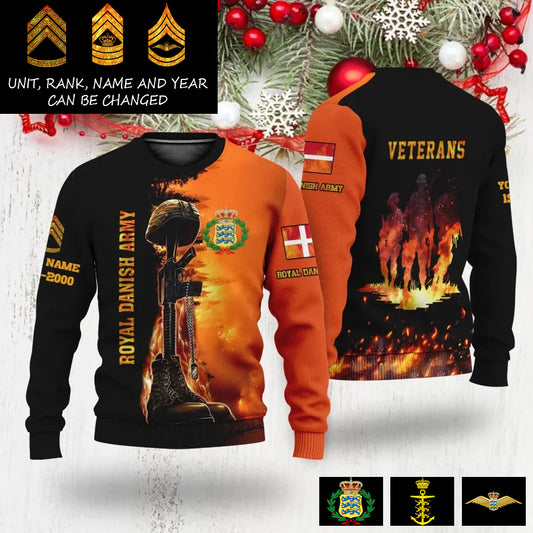 Personalized Denmark Soldier/Veteran Camo with Name, Rank And Year Sweater All Over Printed - 17284320