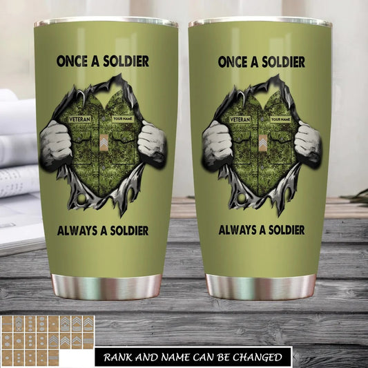 Personalized Denmark Veteran/ Soldier With Rank, Name Tumbler - 17220384