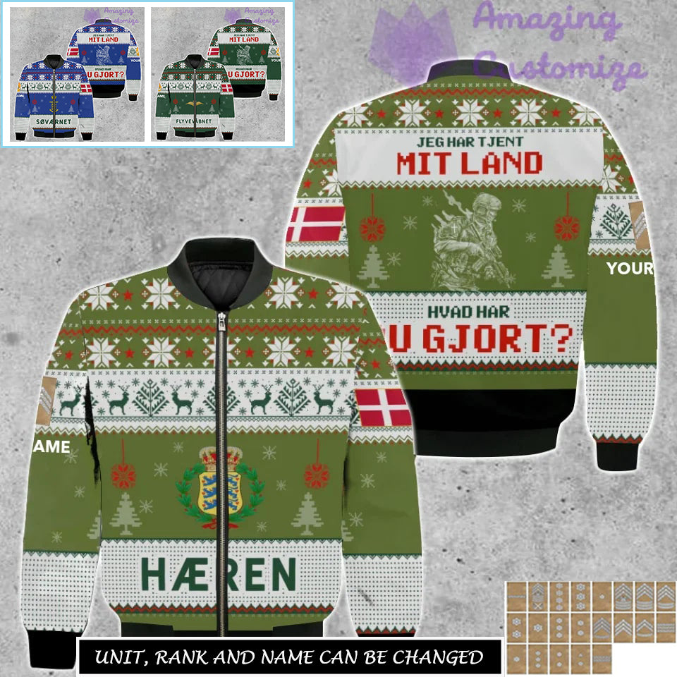 Personalized Denmark Soldier/Veteran Camo with Name And Rank Sweater All Over Printed - 17301600