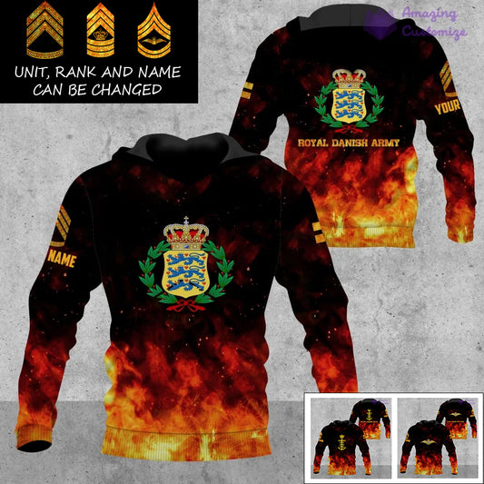 Personalized Denmark Soldier/Veteran Camo with Name, Rank Hoodie All Over Printed - 17259264