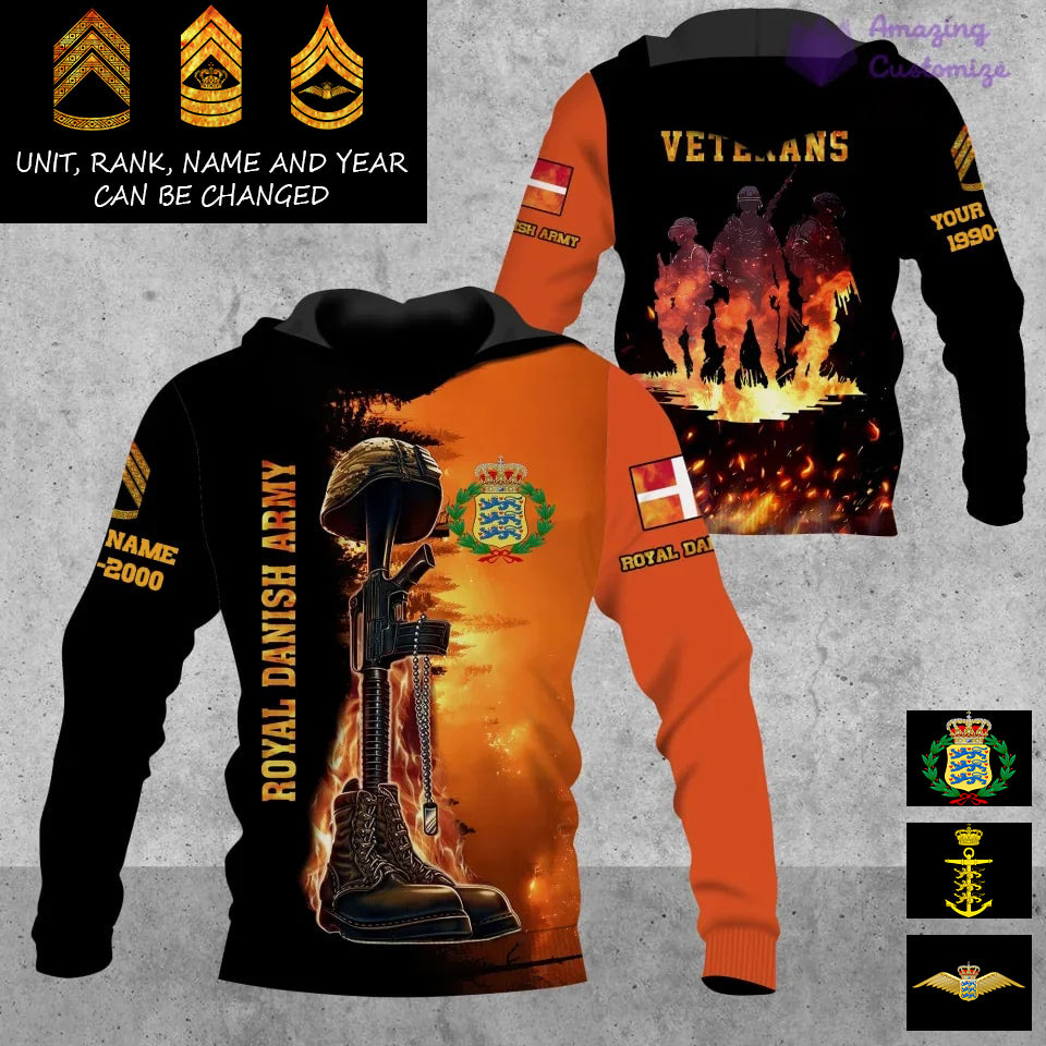 Personalized Denmark Soldier/Veteran Camo with Name, Rank And Year Hoodie All Over Printed - 17284320