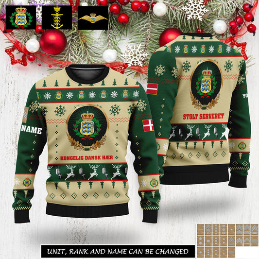 Personalized Denmark Soldier/Veteran Camo with Name And Rank Sweater All Over Printed - 17308512