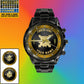 Personalized Finland Soldier/ Veteran With Name, Rank And Year Black Stainless Steel Watch - 17107200 - Gold Version