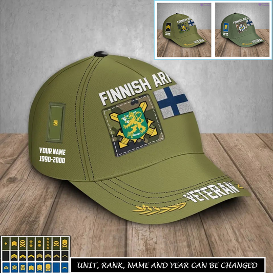 Casquette de baseball personnalisée avec grade, année et nom pour soldat/vétéran finlandais - 17236800