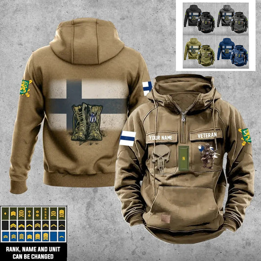 Personalisierter Finnland-Soldat/Veteran mit Rang und Namen, Vintage-Kapuzenpullover, komplett bedruckt – 17203968