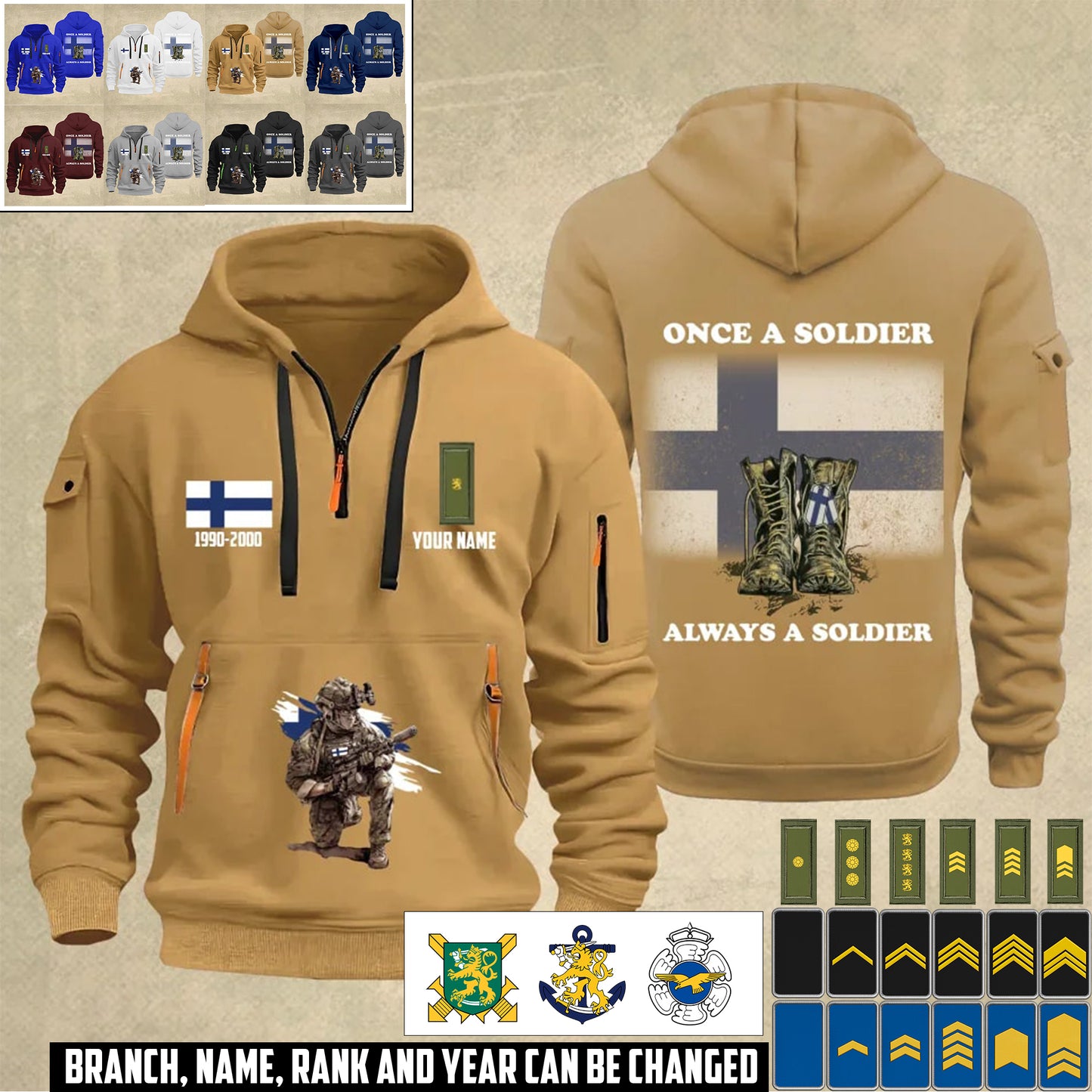 Personalized Finland Soldier/ Veteran With Name, Year And Rank Zip Hoodie Multicolor - 17353440