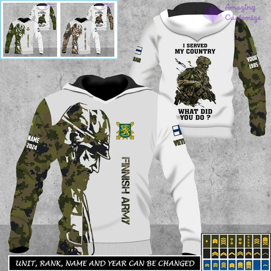 Personalized Finland Soldier/Veteran Camo with Name, Rank Hoodie All Over Printed - 17262720