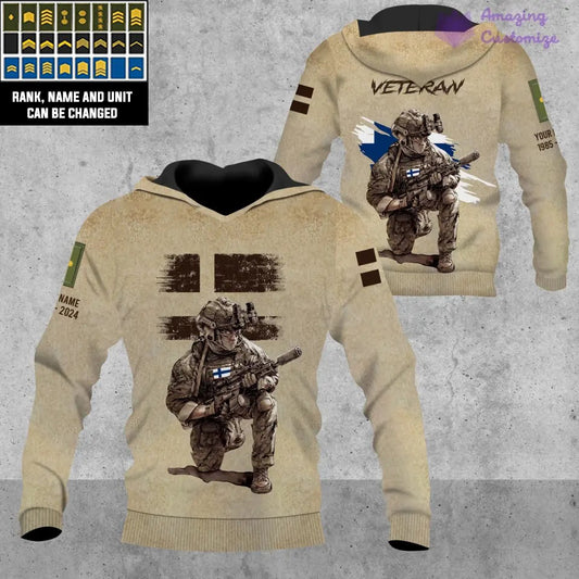 Personalized Finland Soldier/Veteran Camo with Name, Year and Rank Hoodie All Over Printed - 08072401UT