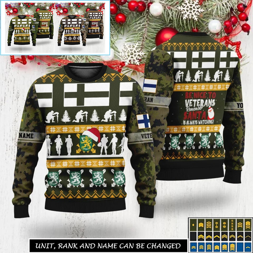 Personalized Finland Soldier/Veteran Camo with Rank And Name Sweater All Over Printed - 17312832