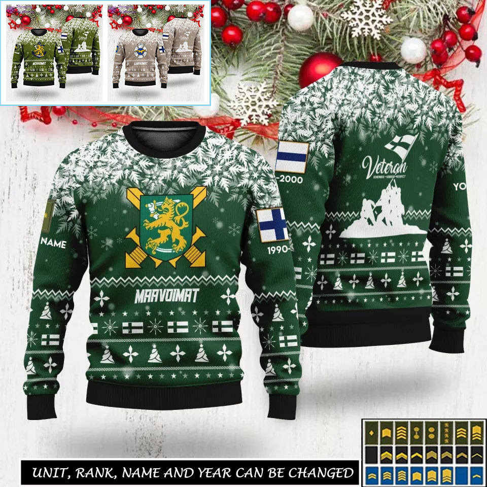 Personalized Finland Soldier/Veteran Camo with Rank, Name And Year Sweater All Over Printed - 17310240