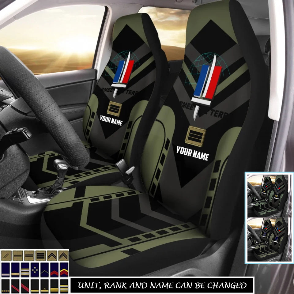 Personalized France Soldier/ Veteran Camo With Name And Rank Car Seat Covers 3D Printed - 17256672