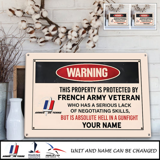 Personalized France Soldier/ Veteran Cut Metal Sign - 17242848