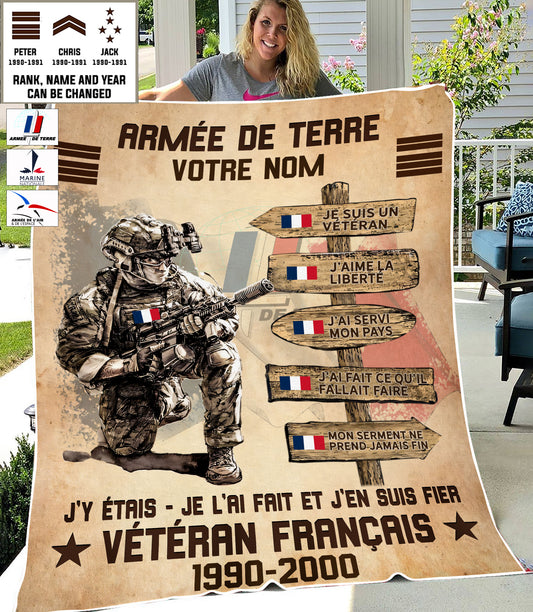 Personalized France Soldier/ Veteran With Name, Rank And Year Fleece Blanket 3D Printed - 1728950401