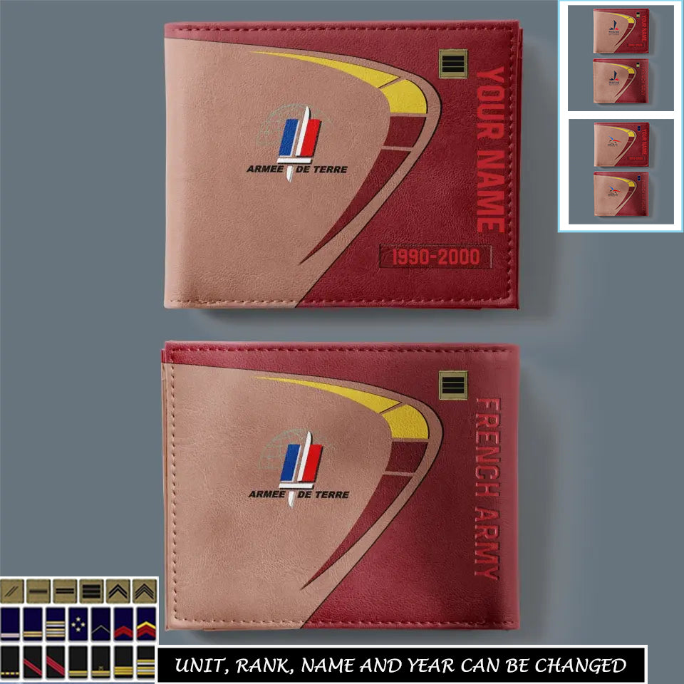 Personalized France Soldier/ Veteran With Rank, Year And Name Leather Wallet - 17247168