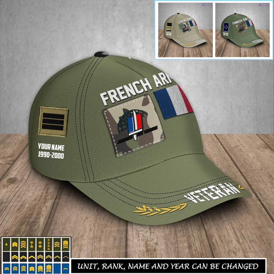 Casquette de baseball personnalisée avec grade, année et nom pour soldat/ancien combattant français - 17236800