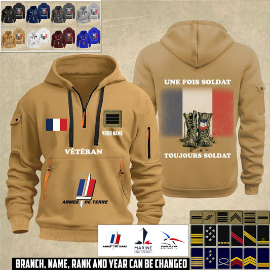 Personalized France Soldier/ Veteran With Name And Rank Zip Hoodie Multicolor - 17358624