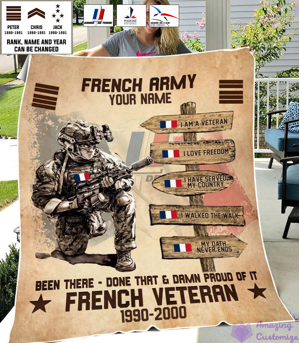 Personalized France Soldier/ Veteran With Name, Rank And Year Fleece Blanket 3D Printed - 17289504