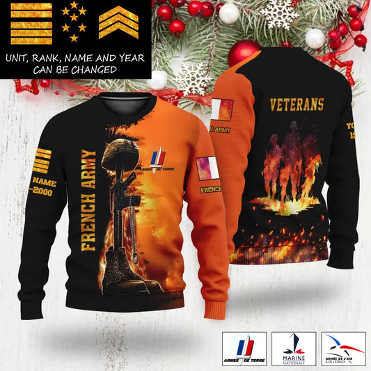 Personalized France Soldier/Veteran Camo with Name, Rank And Year Sweater All Over Printed - 17284320