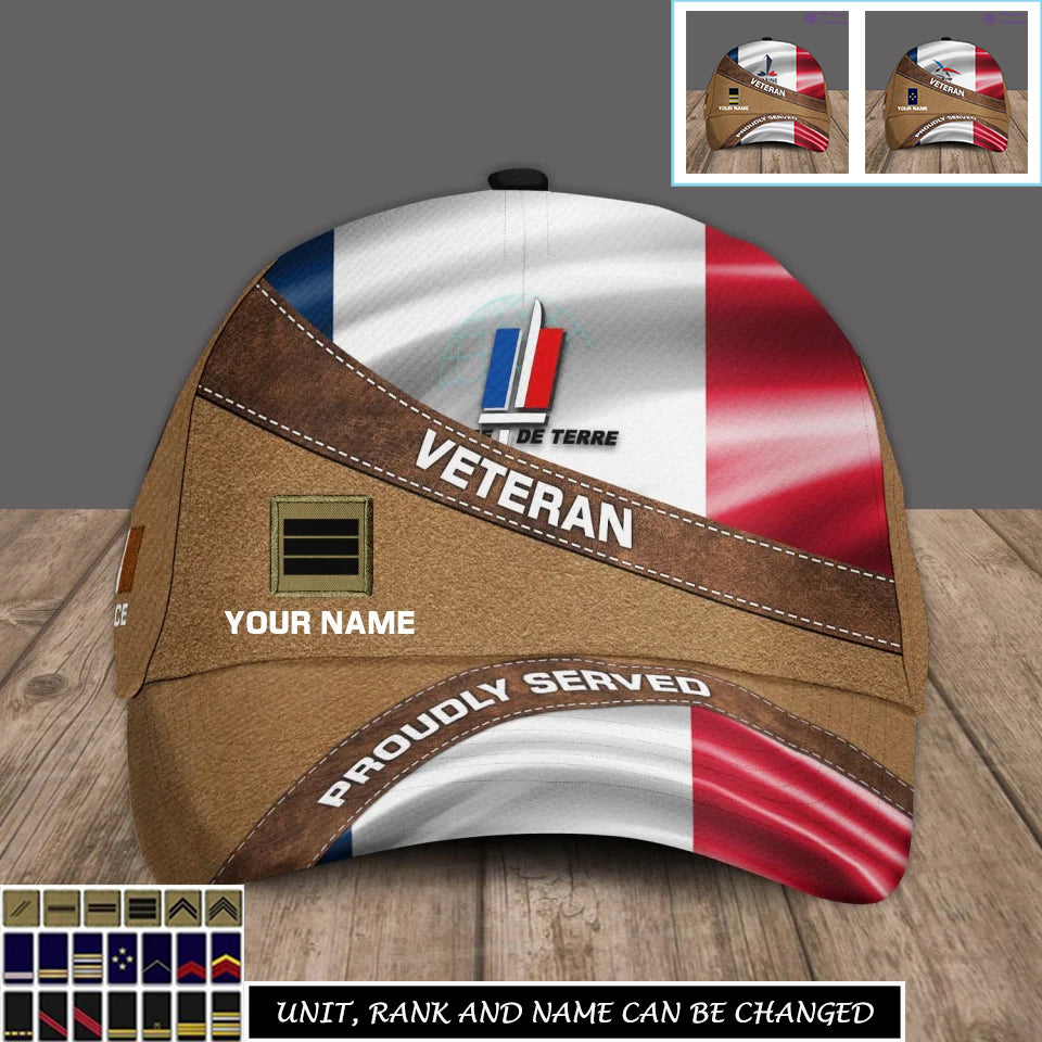 Personalized Rank And Name France Soldier/Veterans Baseball Cap - 17268768