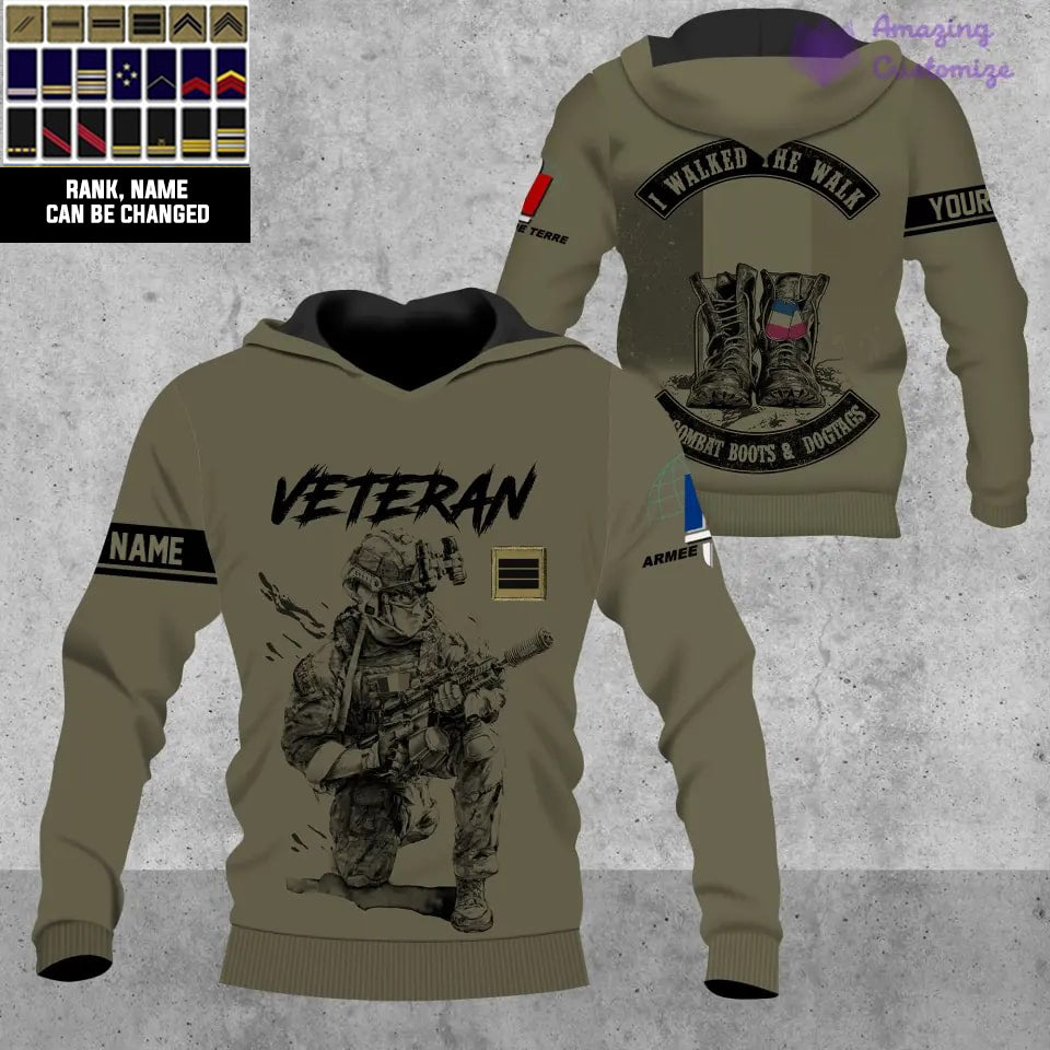 Personalized France Soldier/Veteran Camo with Name and Rank Hoodie All Over Printed - 1720569602