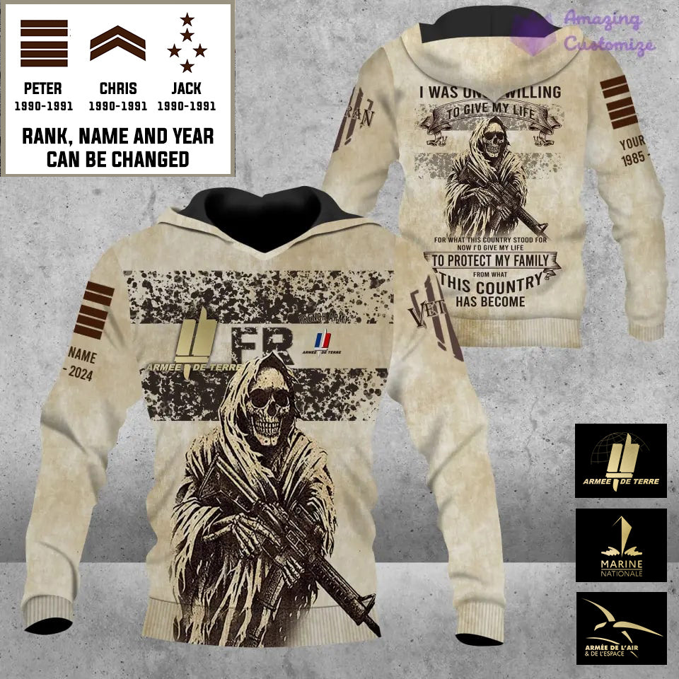 Personalized France Soldier/Veteran Camo with Name, Year and Rank Hoodie All Over Printed - 17216064