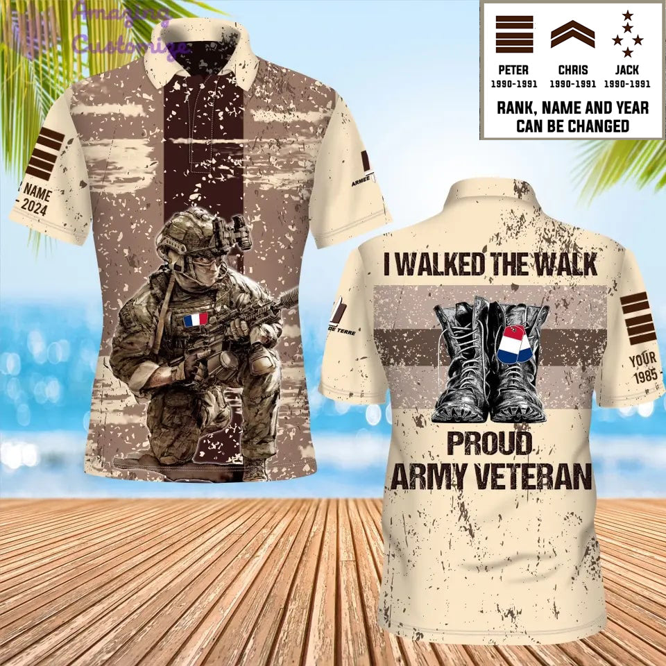 Personalized France Soldier/Veteran Camo with Name, Year and Rank POLO All Over Printed - 1721779202