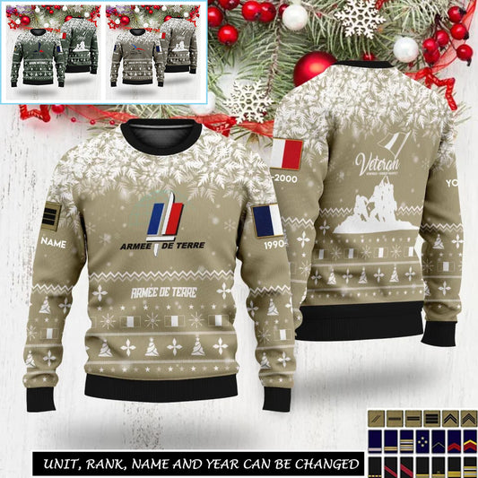 Personalized France Soldier/Veteran Camo with Rank, Name And Year Sweater All Over Printed - 17310240