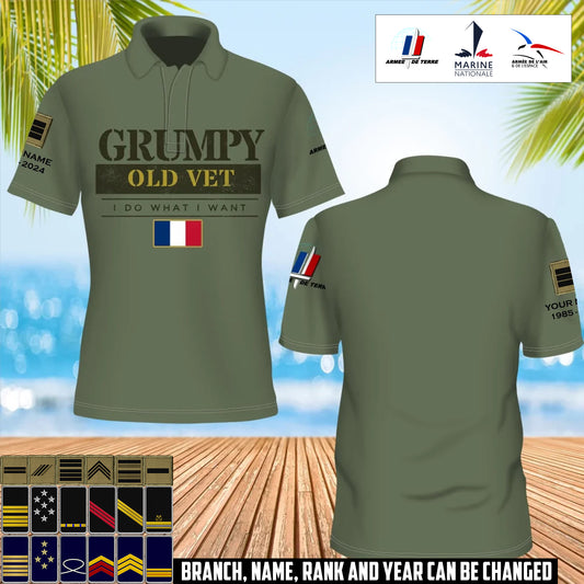 Personalized France Soldier/Veteran Camo with Name, Year and Rank POLO All Over Printed - 17411328