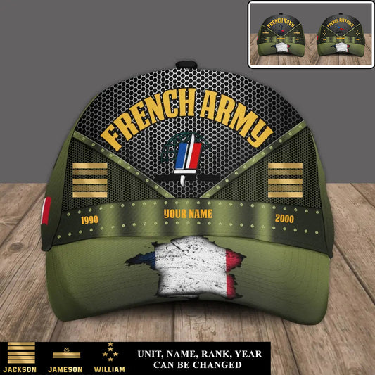 Casquette de baseball personnalisée avec grade, année et nom pour soldat/ancien combattant français - 17240256