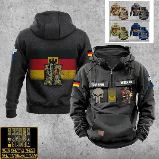 Personalisierter deutscher Soldat/Veteran mit Rang und Namen, Vintage-Kapuzenpullover, komplett bedruckt – 17203968