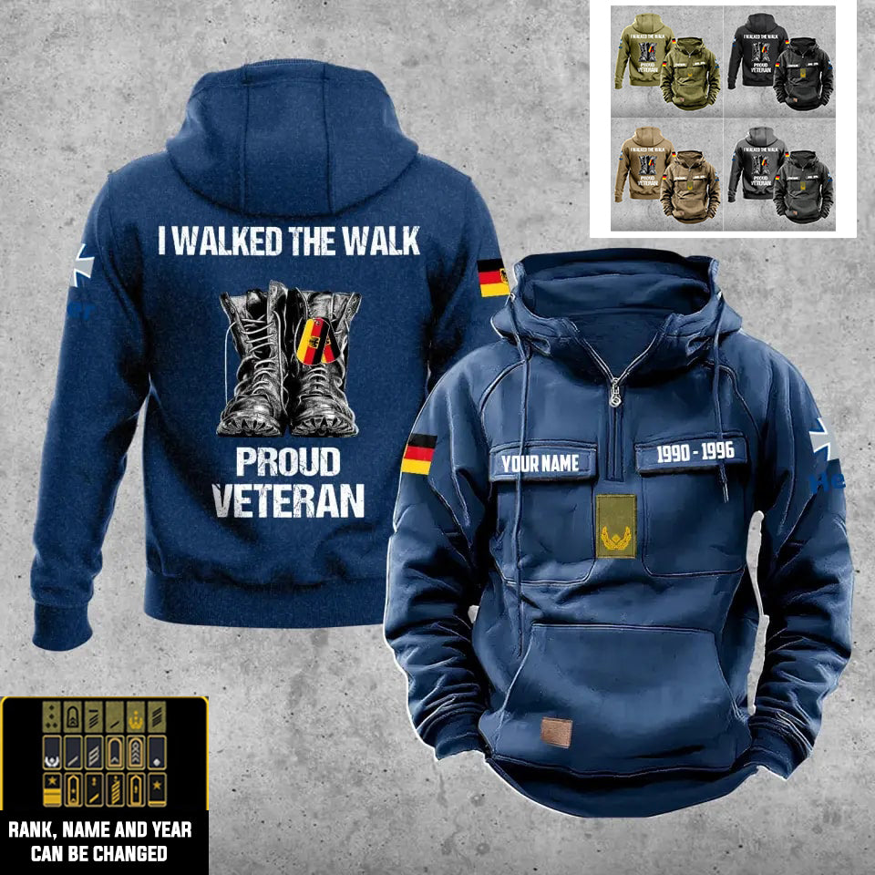 Personalisierter deutscher Soldat/Veteran mit Rang, Jahr und Namen, Vintage-Kapuzenpullover mit Rundumdruck – 17219520