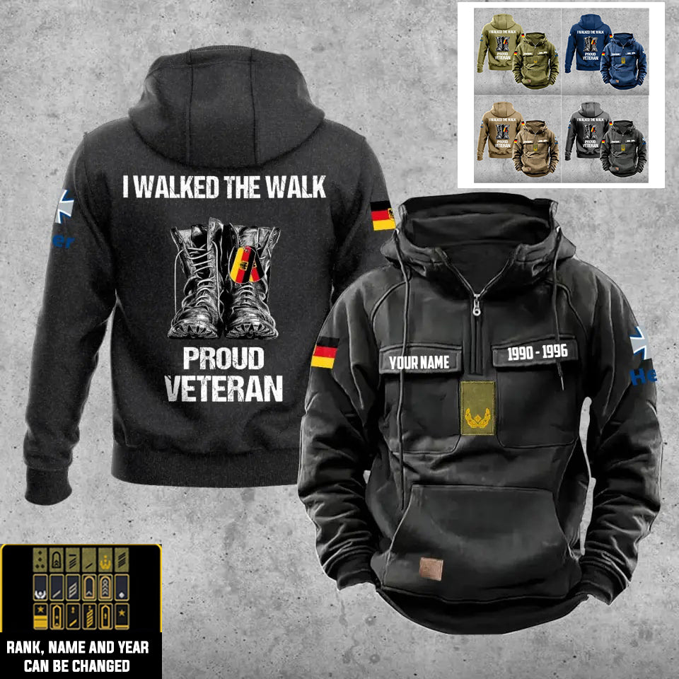 Personalisierter deutscher Soldat/Veteran mit Rang, Jahr und Namen, Vintage-Kapuzenpullover mit Rundumdruck – 17219520