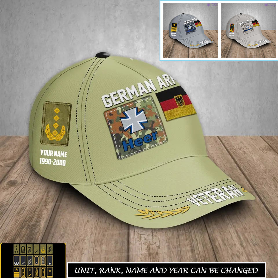 Casquette de baseball personnalisée avec grade, année et nom pour soldat/vétéran allemand - 17236800