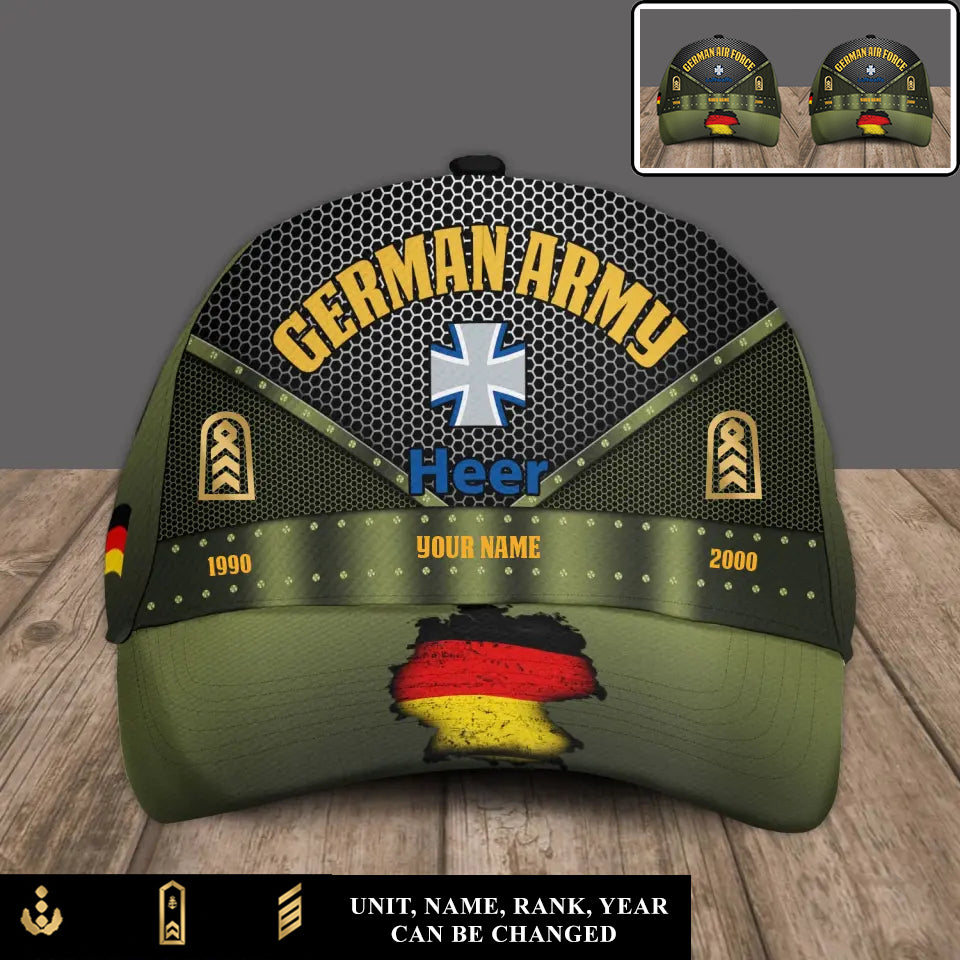 Casquette de baseball personnalisée avec grade, année et nom pour soldat/vétéran allemand - 17240256