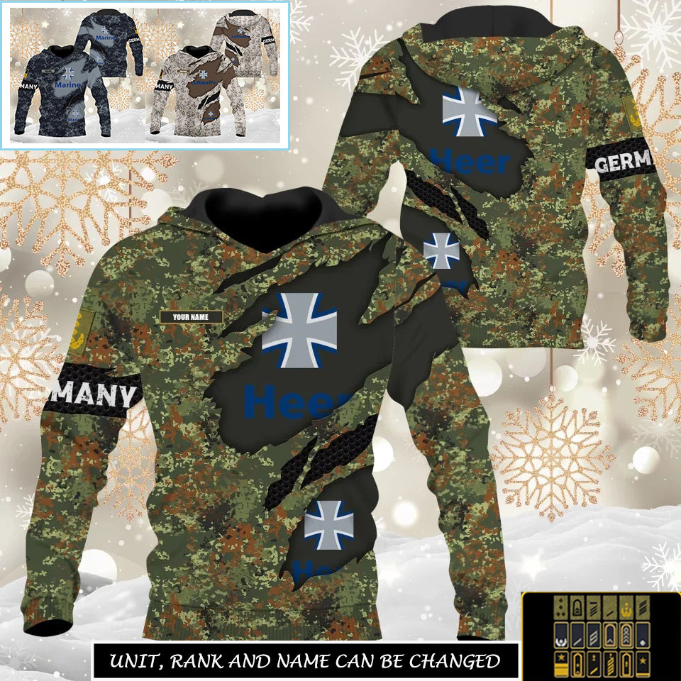 Personalized Germany Soldier/Veteran Camo with Name And Rank Sweater All Over Printed - 17331840