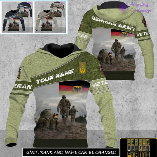 Personalized Germany Soldier/Veteran Camo with Name, Rank Hoodie All Over Printed - 17267904