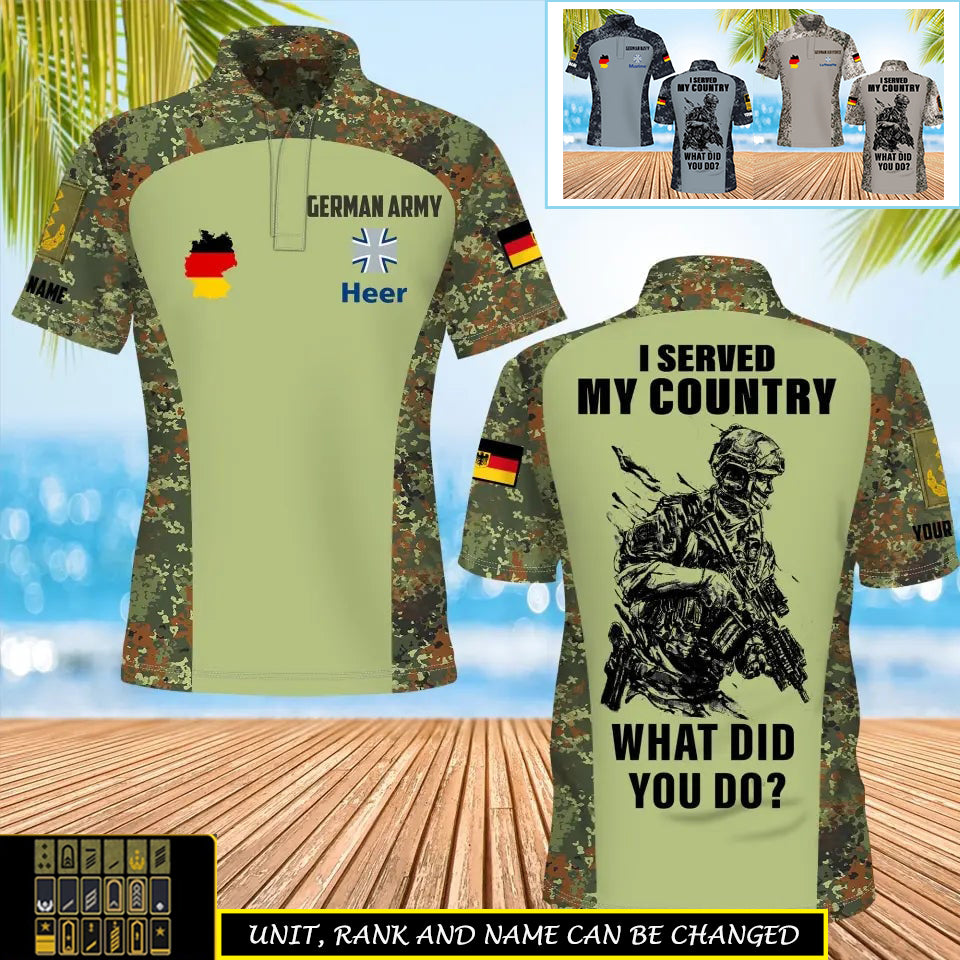 Personalisiertes Poloshirt mit Camouflage-Muster für deutsche Soldaten/Veteranen mit Namen und Rang, komplett bedruckt – 17234208