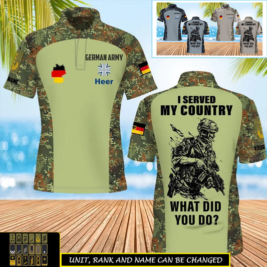 Personalisiertes Poloshirt mit Camouflage-Muster für deutsche Soldaten/Veteranen mit Namen und Rang, komplett bedruckt – 17234208