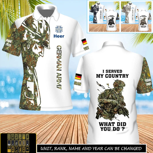 Personalisiertes Poloshirt mit Camouflage-Muster für deutsche Soldaten/Veteranen mit Namen und Rang, komplett bedruckt – 17262720