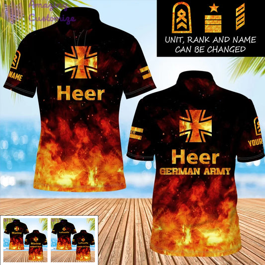 Personalized Germany Soldier/Veteran Camo with Name, Rank POLO All Over Printed - 17259264