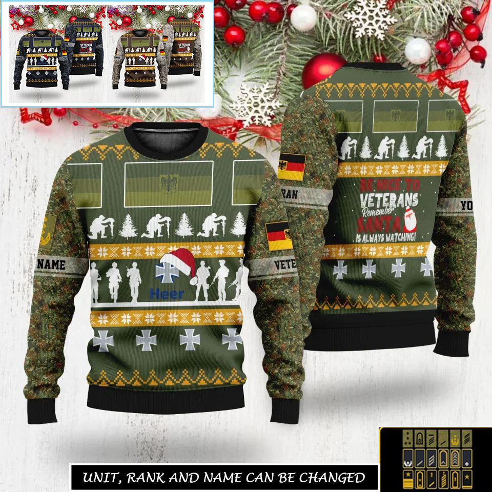 Personalized Germany Soldier/Veteran Camo with Rank And Name Sweater All Over Printed - 17312832