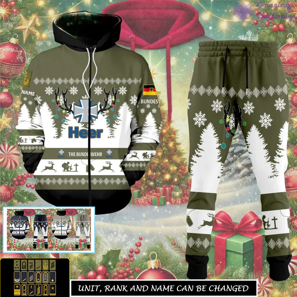 Personalized Germany Soldier/Veteran with Rank And Name Combo Zip Hoodie + Jogger - 17298144