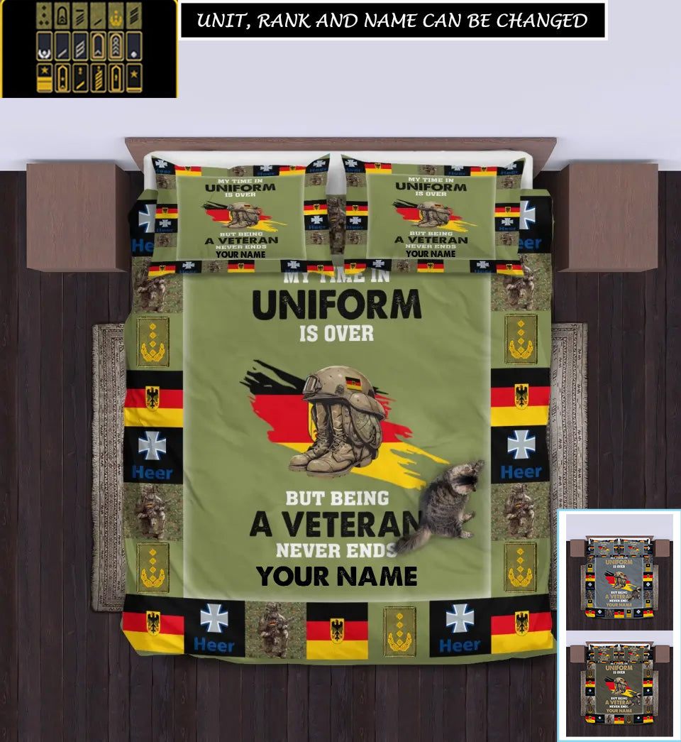 Personalized Germany Soldier/ Veteran Camo With Name And Rank Bedding Set - 17243712